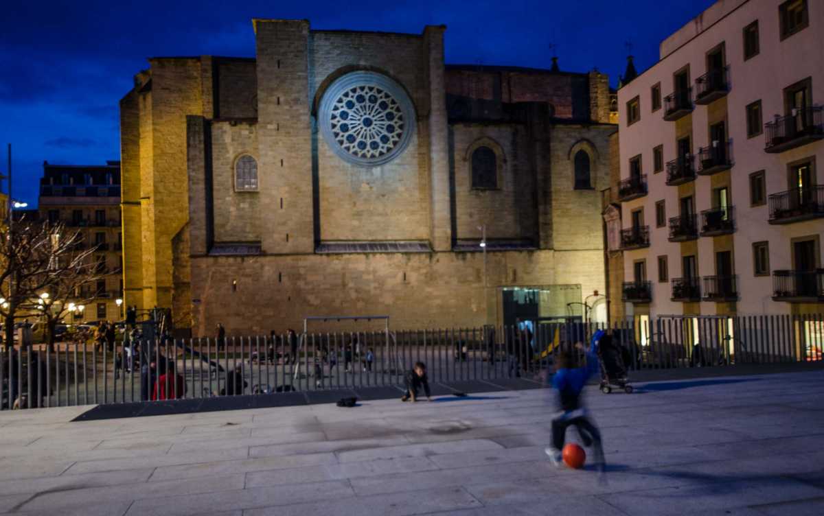 kicking soccer ball san sebastian spain