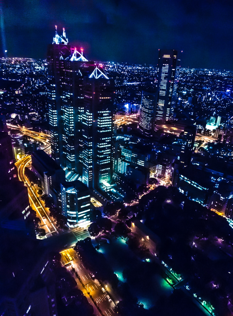 city skyline at night