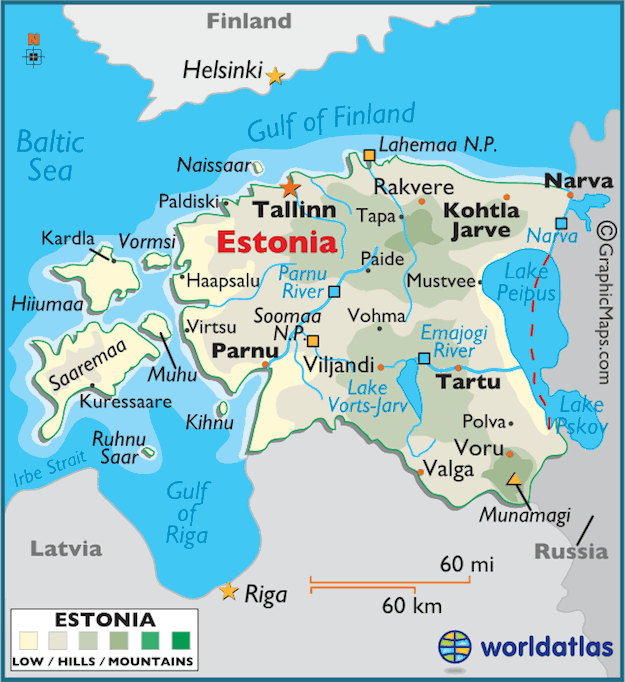 Estonia map by permission from WorldAtlas.com