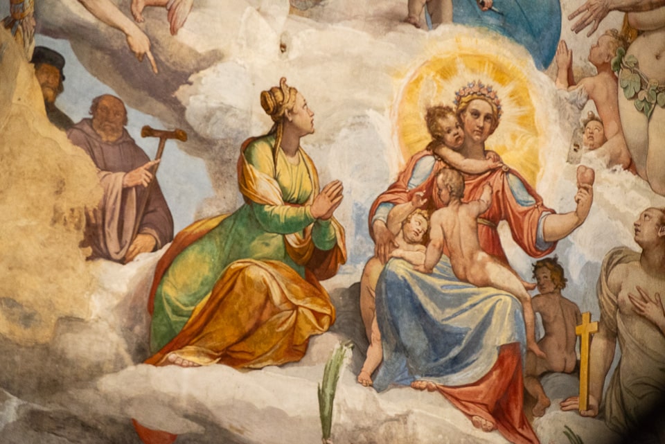 A rather gentler portion of Vasari's Last Judgement on the ceiling of the Duomo of Florence.