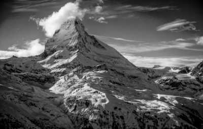 The Matterhorn, Black and White, Zermatt, Switzerland