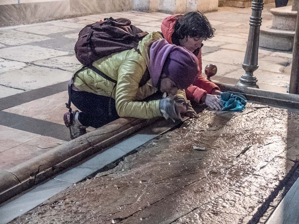 pilgrims unguent stone church holy sepulchre jerusalem