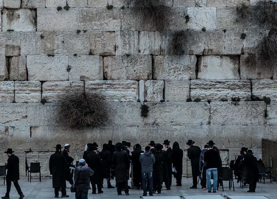 orthodox men at Western Wall Jerusalem