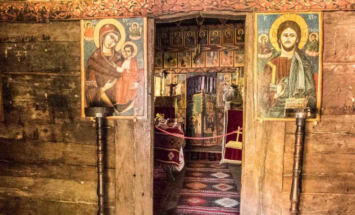 interior country wooden church village museum bucharest