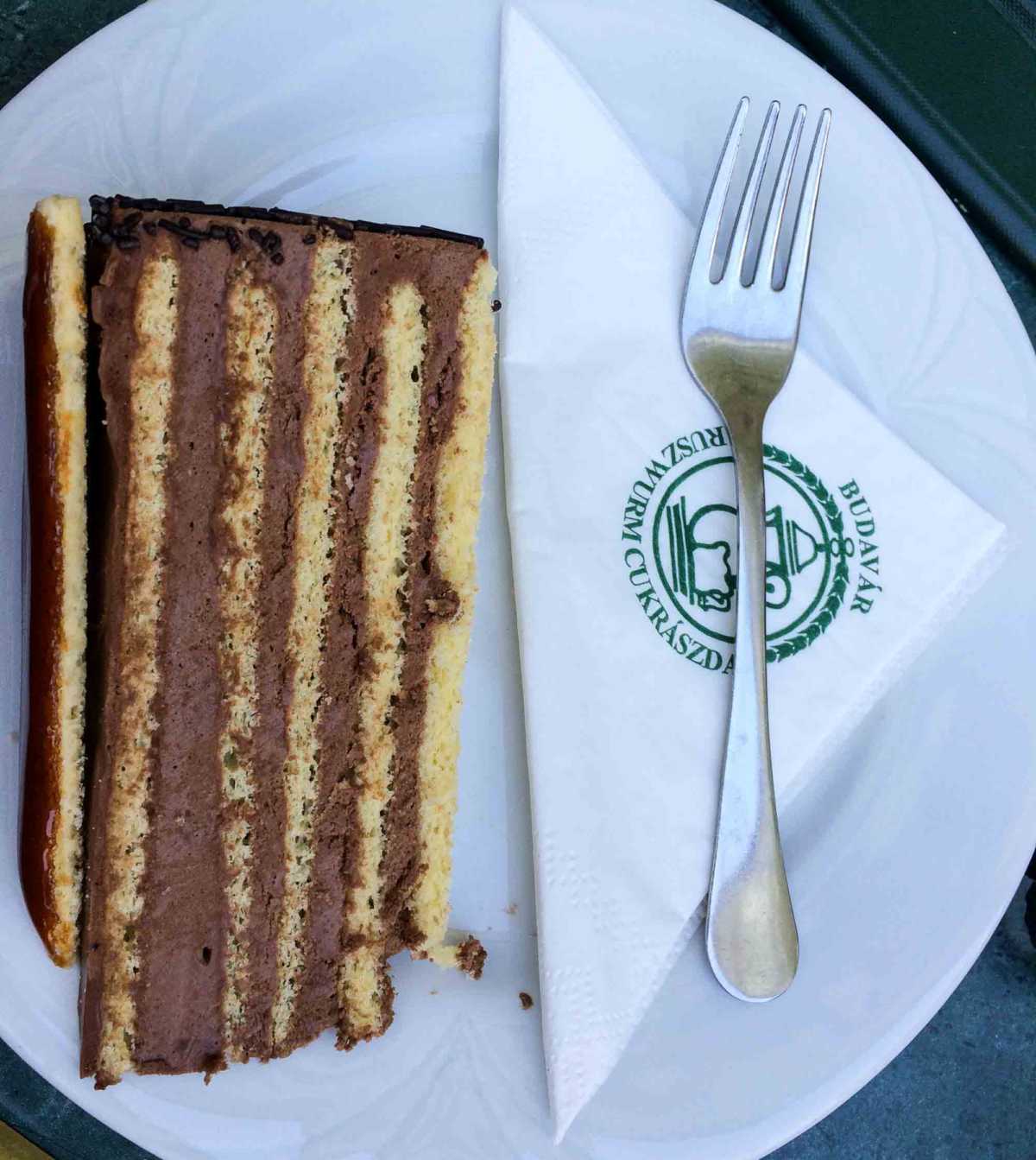 The classic Dobos Cake from Ruszurm Cafe