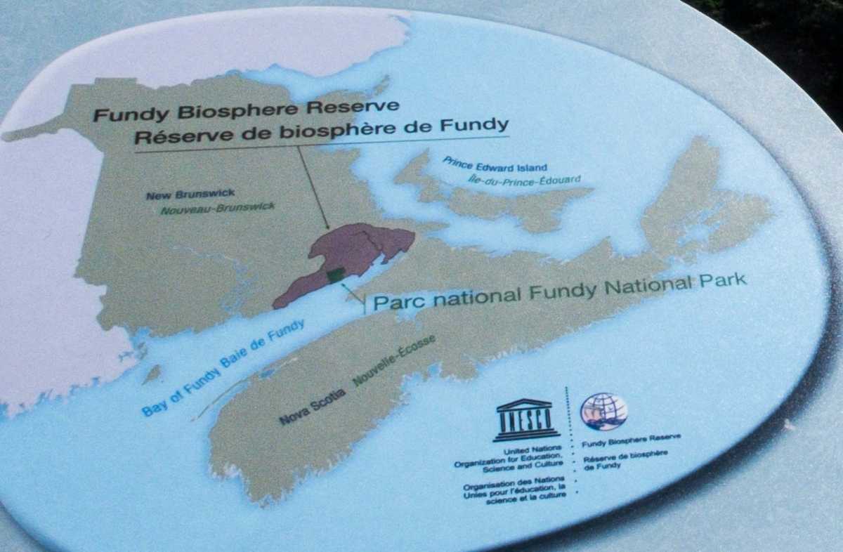 Fundy National Park is within the larger UNESCO protected Biosphere area on the north side of the Bay of Fundy 
