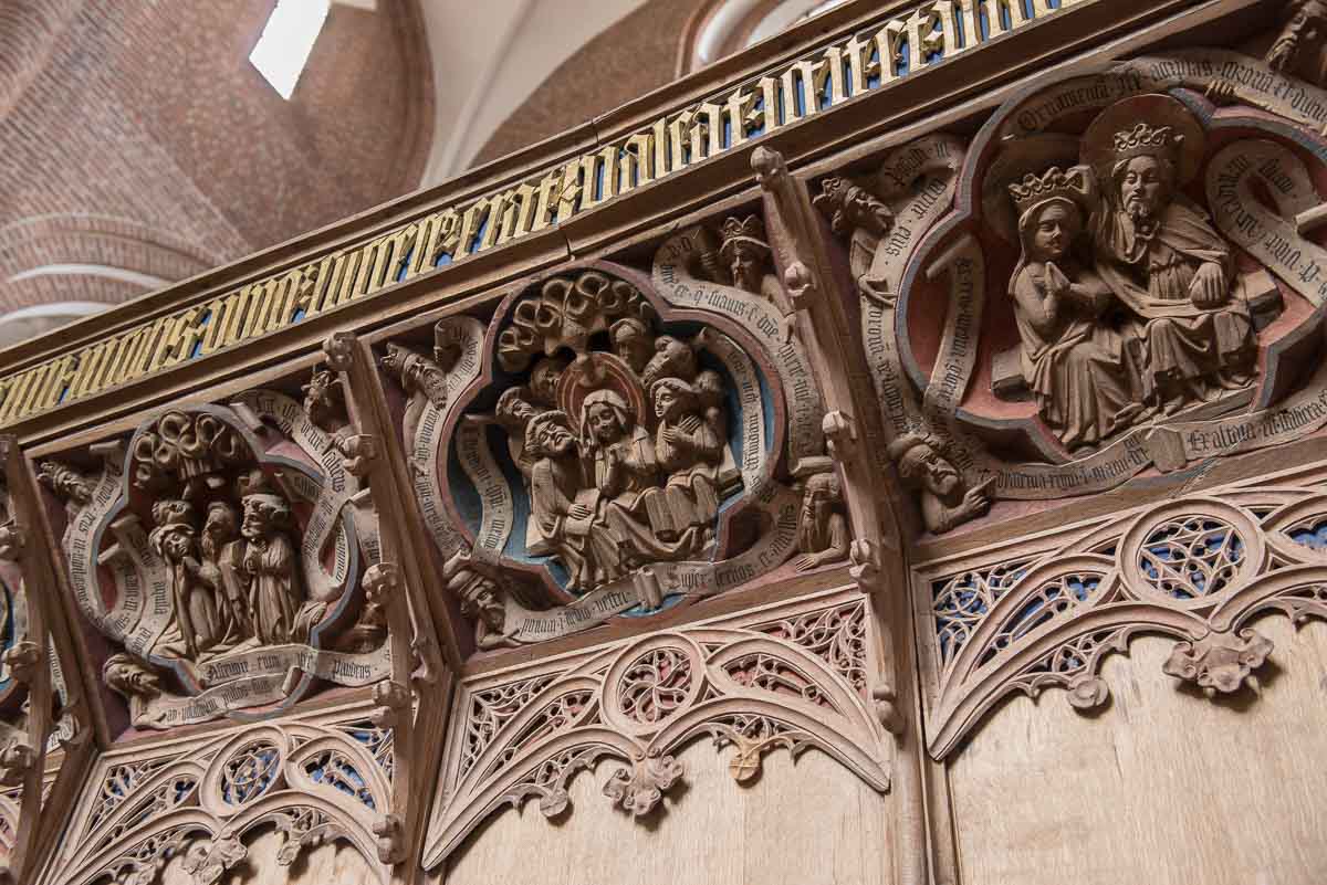 Denmark Roskilde cathedral choir carvings