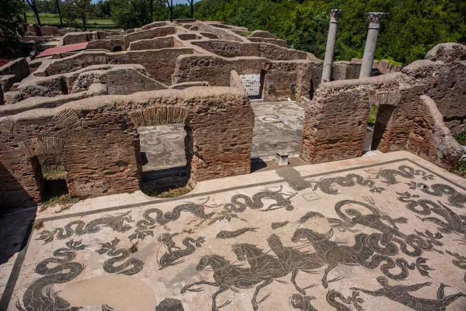 Italy ostia antica mosaic baths of neptune