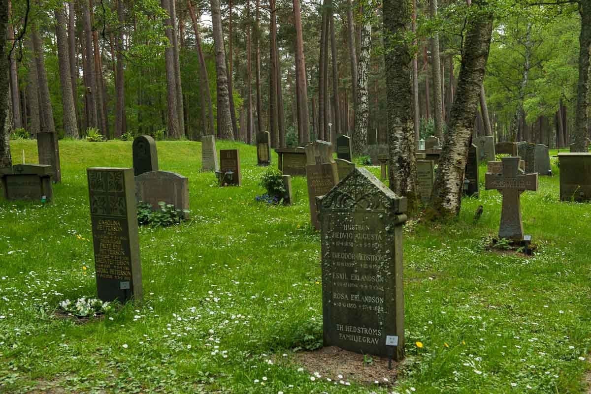Sweden Skogskyrkogarden grave and trees
