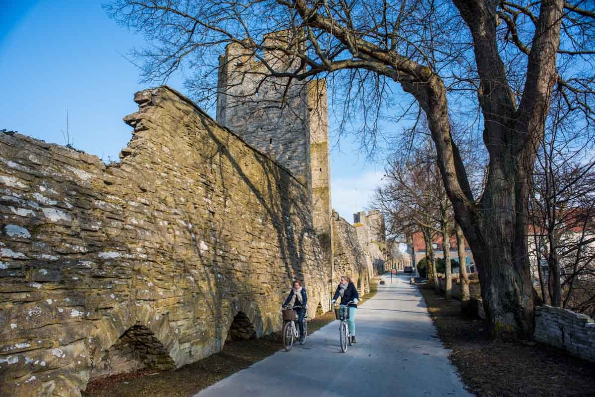 sweden visby bikers city walls