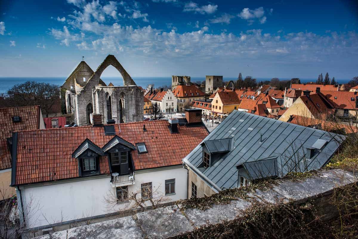 sweden visby rooftops st karin ruins