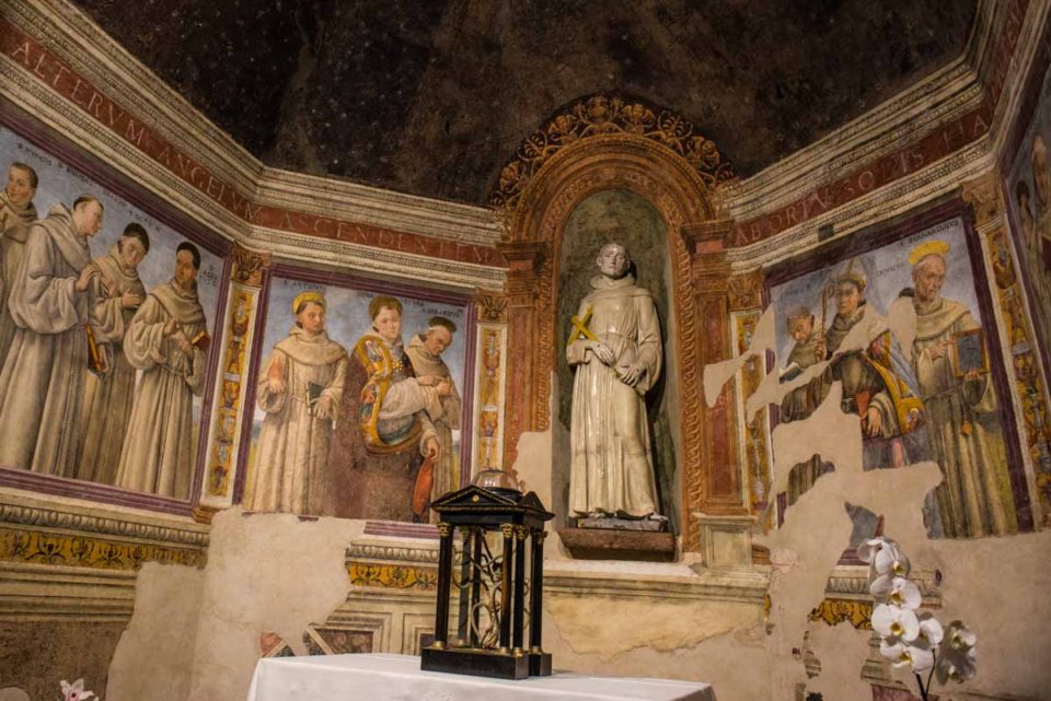 The Capella del Transito in Santa Maria degli Angeli in Assisi, Italy the site of the death of Saint Francis.