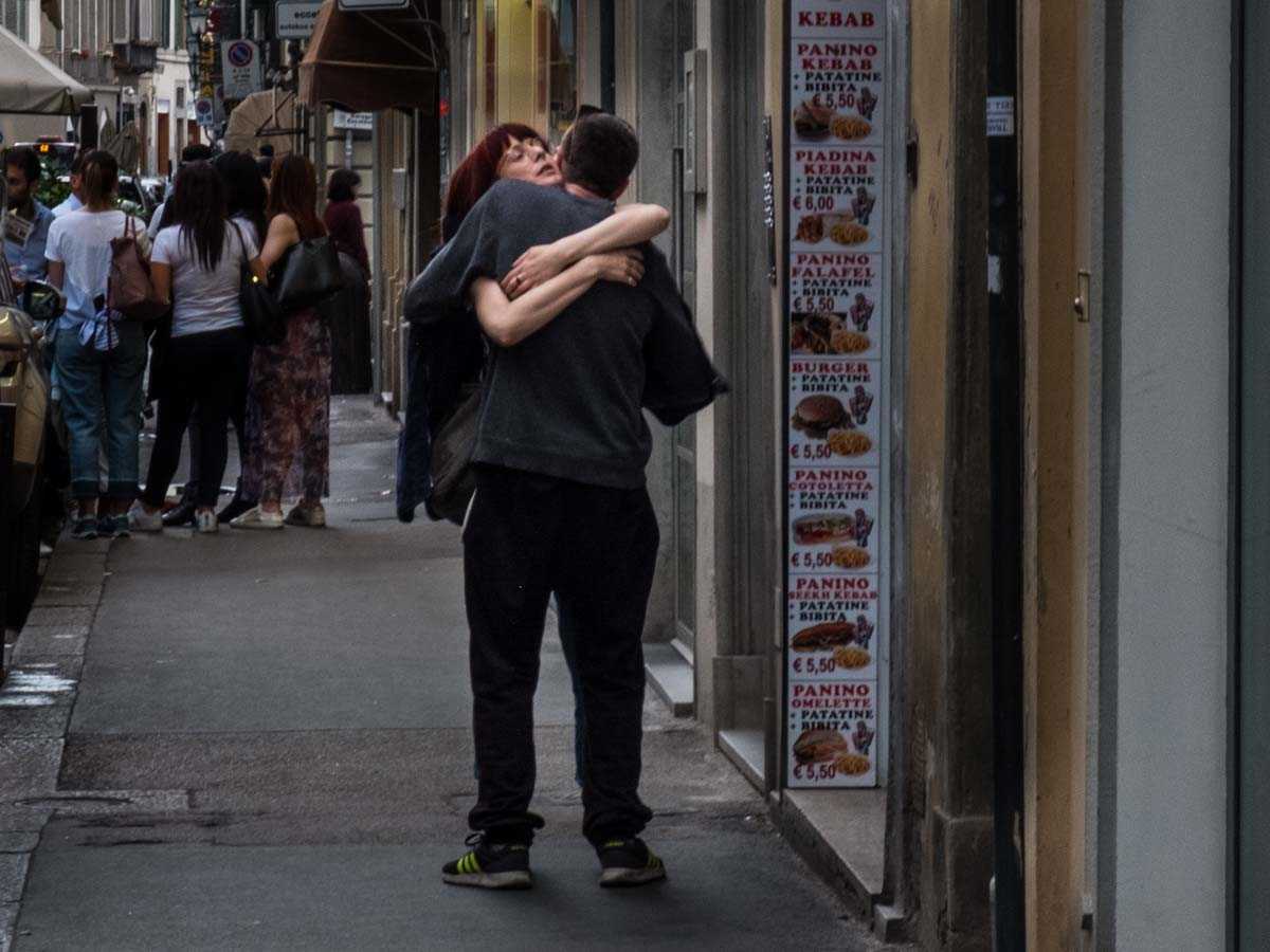 couple on street florence italy