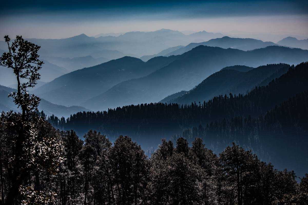 hazy Himalaya mountains india