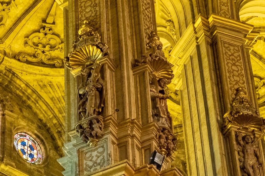 spain malaga cathedral column sculptures