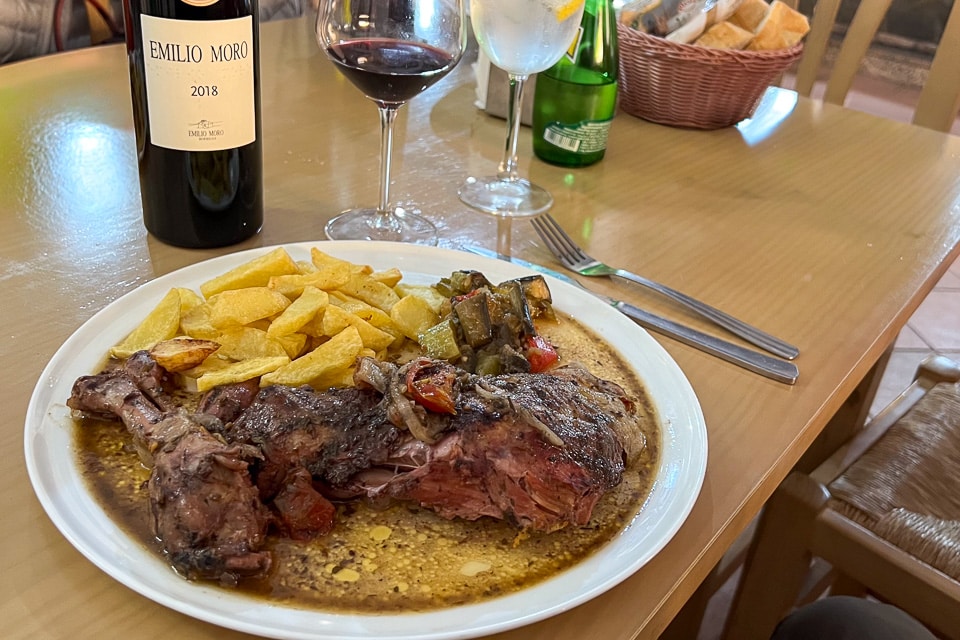 The distinctive cordero asado - roast lamb - of Spain.