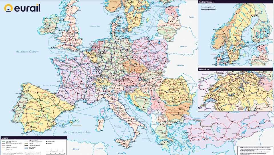 Eurail Pass planner map