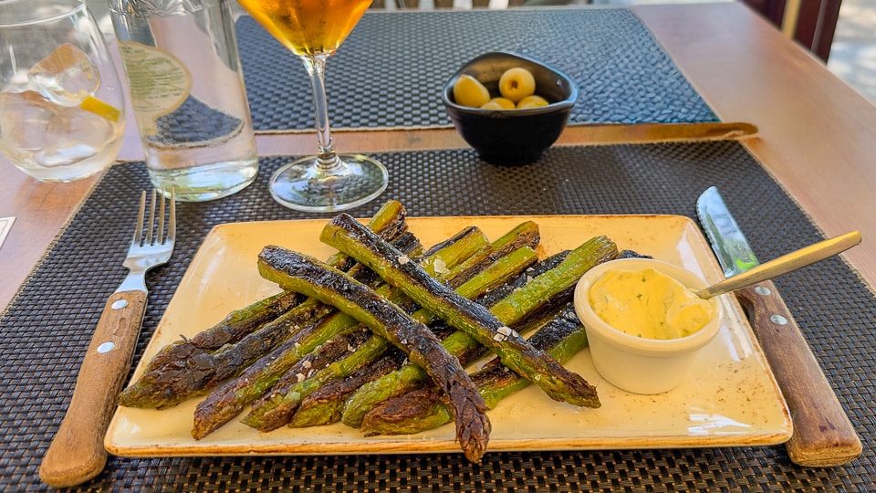 grilled trigueros wild asparagus spanish vegetarian food