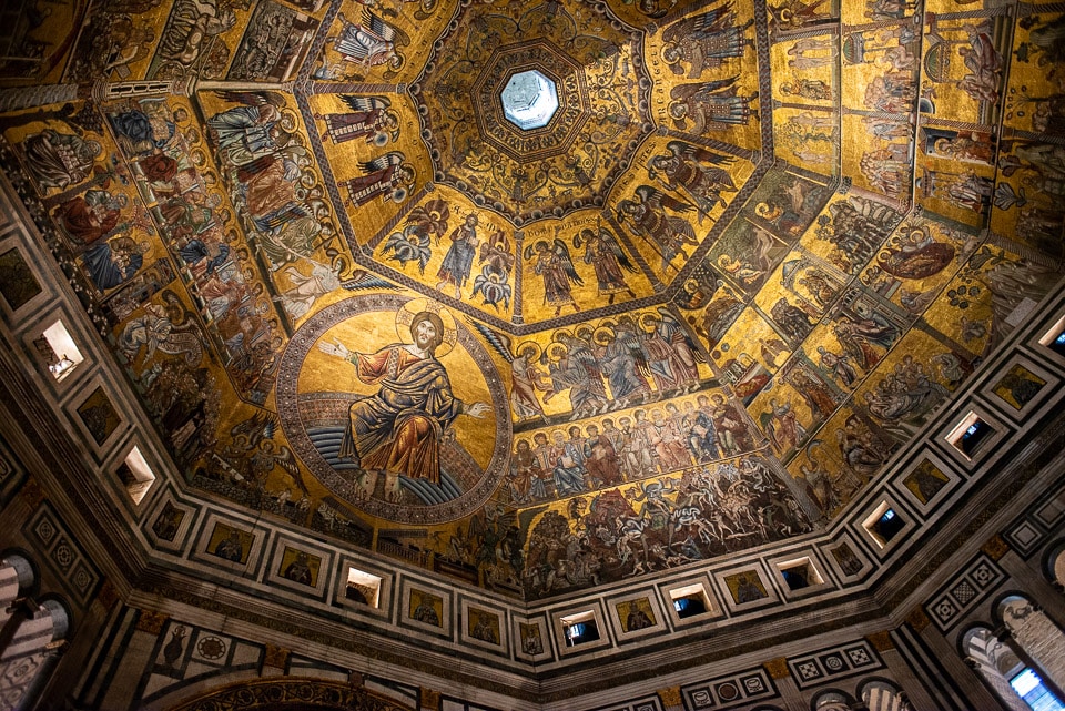 The mosaic ceiling of the Baptistry of Florence, next to the Duomo.