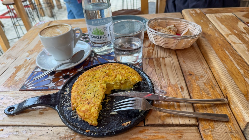 the tortilla espanola at a Malaga spain restaurant