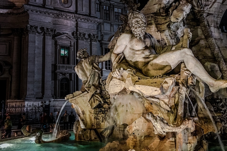 Gian Lorenzo Bernini's masterpiece in Rome's Piazza Navona is the Fontana dei Quattro Fiumi (Fountain of the Four Rivers).