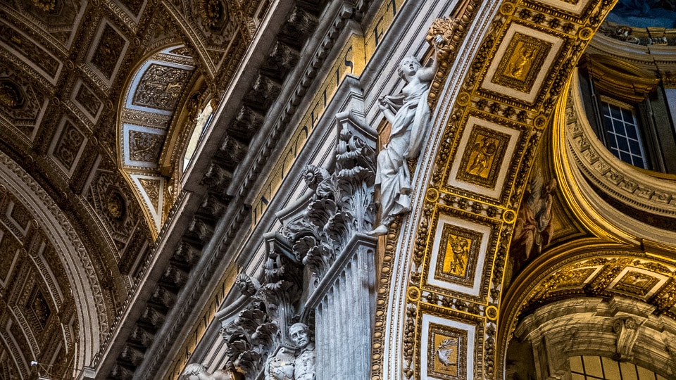 A detail of the ceiling of the Basilica of Saint Peter in Rome.