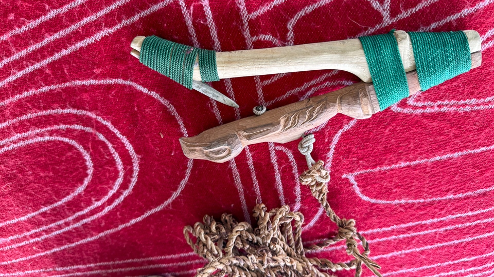 Traditional Huna Tlingit fishing tools on display at Glacier Bay National Park