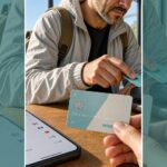 Using the Wise debit card, shown with ATM and phone app