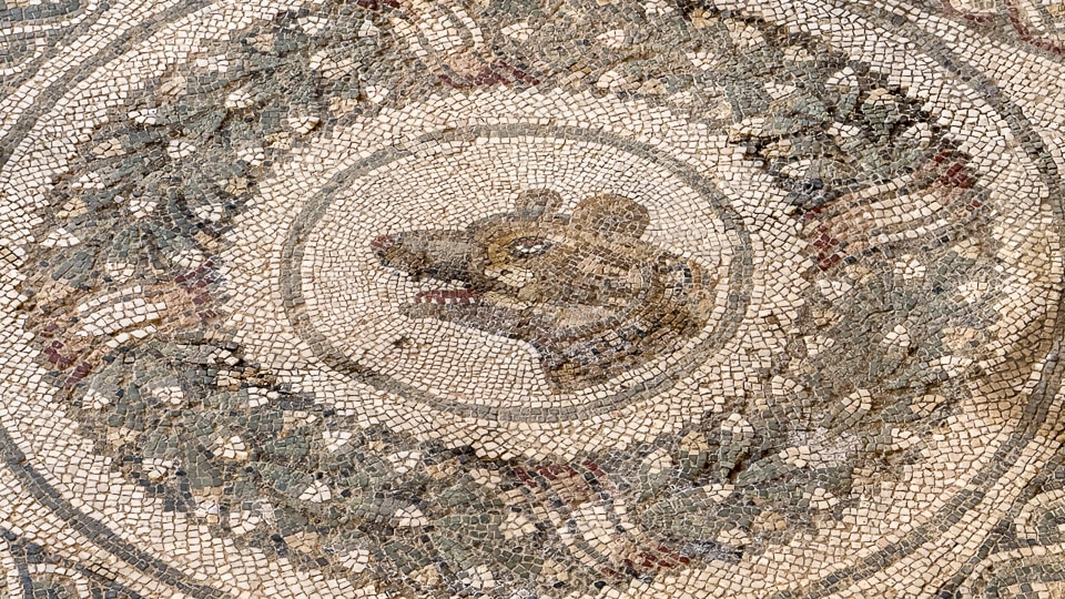 mosaic medallion of a bear