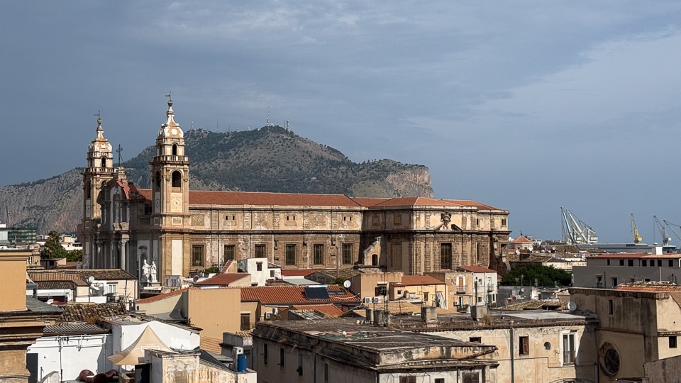 View of monte pellegrino from bell tower